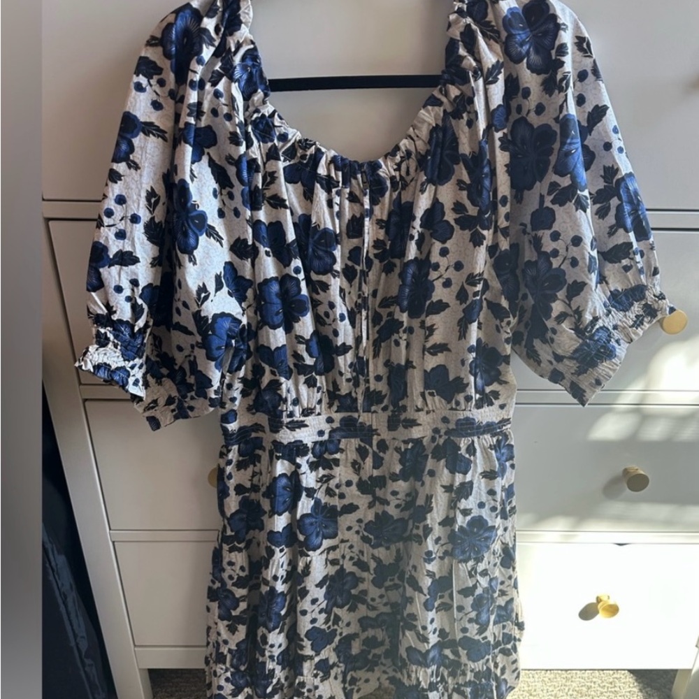 Ulla Johnson Celia Dress in Lapis. Blue Floral Midi Dress - Picture 6 of 9